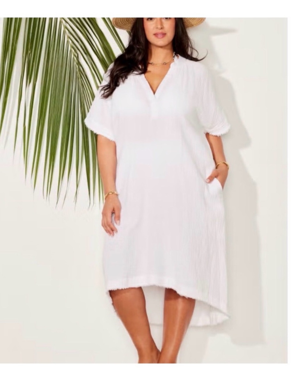 NWT Gauze High Low Hem Swimsuit Coverup Beach Dress
Plus Size 10 12 white